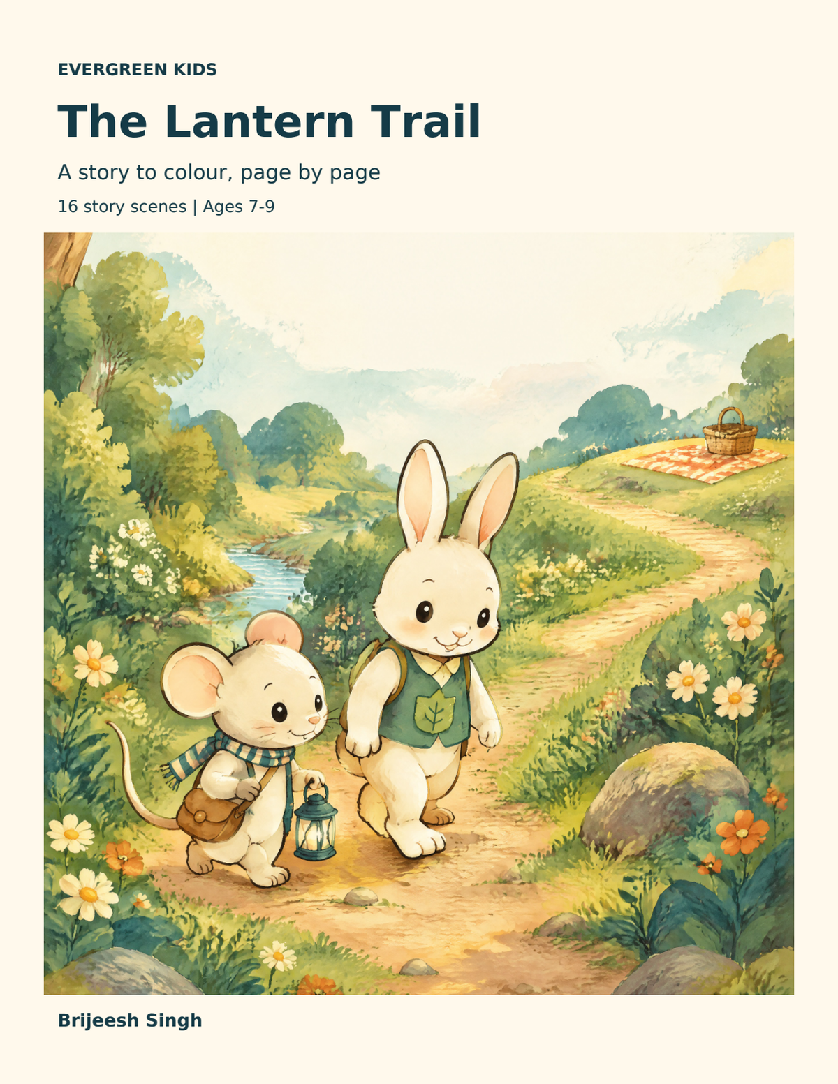 The Lantern Trail, a story to colour page by page