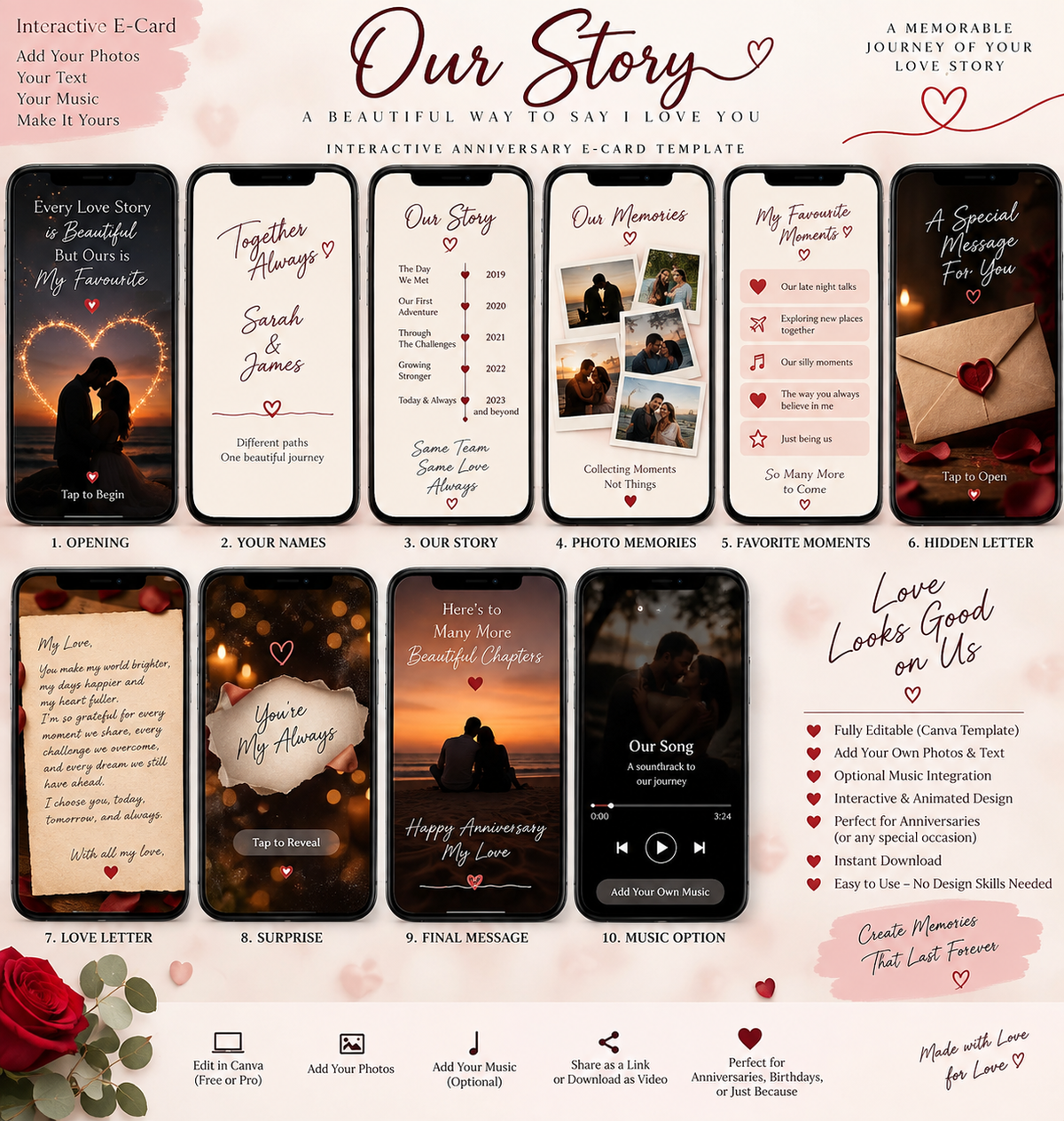 Our Story interactive anniversary e-card product preview
